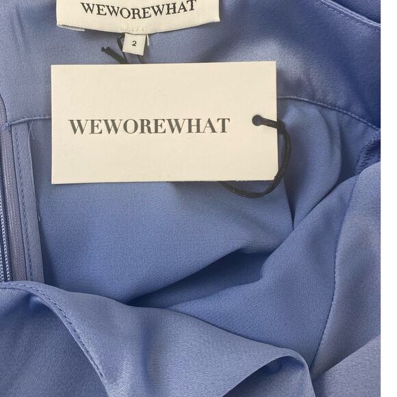 WeWoreWhat Cowl Midi Satin Charmeuse Slate Blue Slip Dress NEW Size 2 - Picture 8 of 9